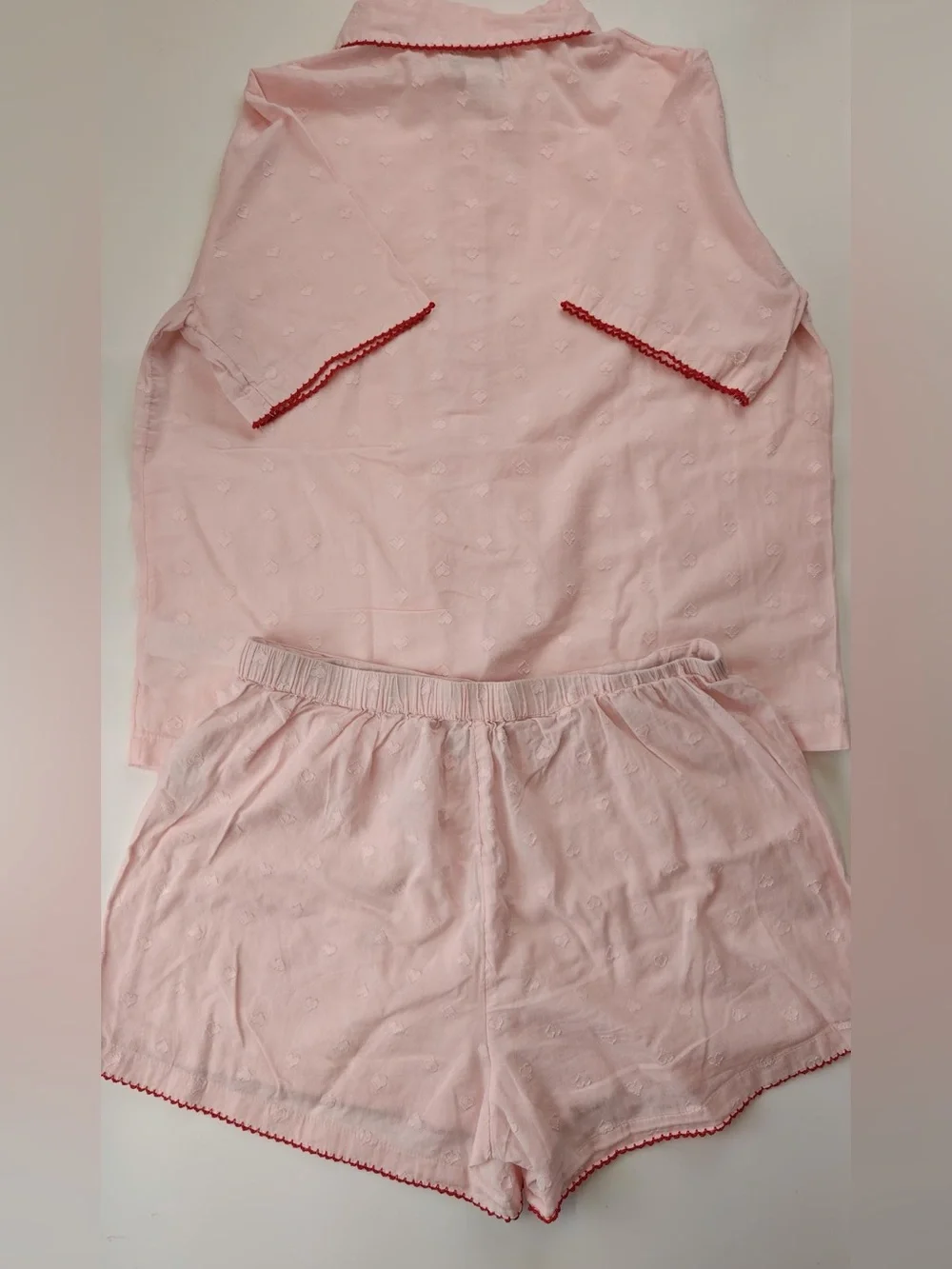 Cupcakes and Cashmere 100% Cotton Pink Short Pajama Set with Red Trim Size Small
